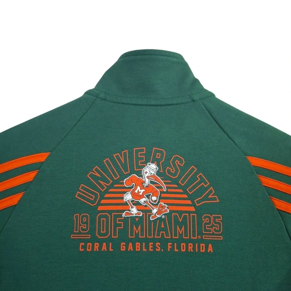 Adidas University of Miami Hurricanes Track Jacket Green Orange Womens XS Zip
